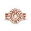 Thumbnail Image 4 of 1.45 CT. T.W. Diamond Triple Row Scallop Frame Bridal Set in 10K Rose Gold