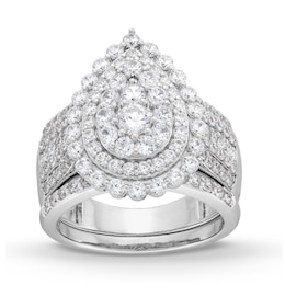 2.23 CT. T.W. Pear Multi-Diamond Scallop Teardrop Frame Bridal Set in 10K White Gold