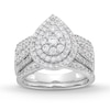 Thumbnail Image 1 of 1.23 CT. T.W. Pear Multi-Diamond Teardrop Bow-Tie Bridal Set in 10K White Gold