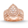Thumbnail Image 1 of 1.23 CT. T.W. Pear Multi-Diamond Teardrop Bow-Tie Bridal Set in 10K Rose Gold