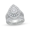 Thumbnail Image 0 of 1.95 CT. T.W. Pear Multi-Diamond Teardrop Frame Multi-Row Bridal Set in 10K White Gold