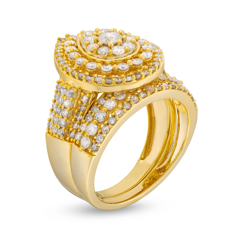 Main Image 3 of 1.95 CT. T.W. Pear Multi-Diamond Teardrop Frame Multi-Row Bridal Set in 10K Gold