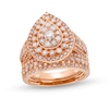 Thumbnail Image 1 of 1.95 CT. T.W. Pear Multi-Diamond Teardrop Frame Multi-Row Bridal Set in 10K Rose Gold