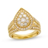 Thumbnail Image 1 of 1.23 CT. T.W. Pear Multi-Diamond Teardrop Frame Split Shank Vintage-Style Bridal Set in 10K Gold