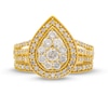 Thumbnail Image 4 of 1.23 CT. T.W. Pear Multi-Diamond Teardrop Frame Split Shank Vintage-Style Bridal Set in 10K Gold