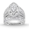 Thumbnail Image 1 of 1.69 CT. T.W. Marquise Multi-Diamond Vintage-Style Bridal Set in 10K White Gold