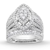 Thumbnail Image 0 of 1.69 CT. T.W. Marquise Multi-Diamond Vintage-Style Bridal Set in 10K White Gold