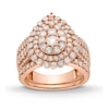 Thumbnail Image 1 of 2.23 CT. T.W. Pear Multi-Diamond Scallop Teardrop Frame Bridal Set in 10K Rose Gold