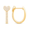 Thumbnail Image 1 of 0.23 CT. T.W. Diamond Heart-Top Hoop Earrings in 10K Gold