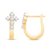 Thumbnail Image 1 of 0.23 CT. T.W. Diamond Gothic-Style Cross Hoop Earrings in 10K Gold