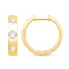 Thumbnail Image 1 of 0.58 CT. T.W. Diamond Bezel Three Stone Hoop Earrings in 10K Gold