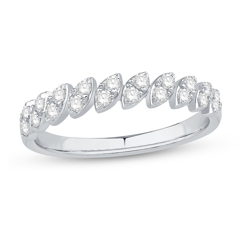 Main Image 1 of 0.29 CT. T.W. Marquise Multi-Diamond Tilted Row Band in 10K White Gold