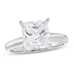 3 CT. Certified Princess-Cut Lab-Created Diamond Solitaire Engagement Ring in 14K White Gold (F/SI2)