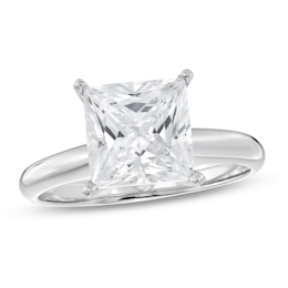 3 CT. Certified Princess-Cut Lab-Grown Diamond Solitaire Engagement Ring in 14K White Gold (F/SI2)