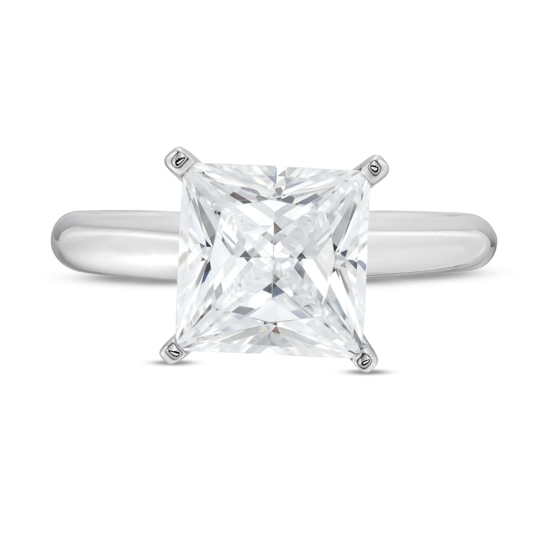 Main Image 4 of 3 CT. Certified Princess-Cut Lab-Grown Diamond Solitaire Engagement Ring in 14K White Gold (F/SI2)