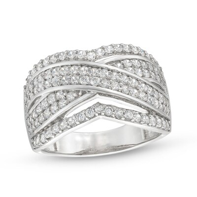 0.95 CT. T.W. Diamond Edge Double Row Criss-Cross Band in 10K Gold