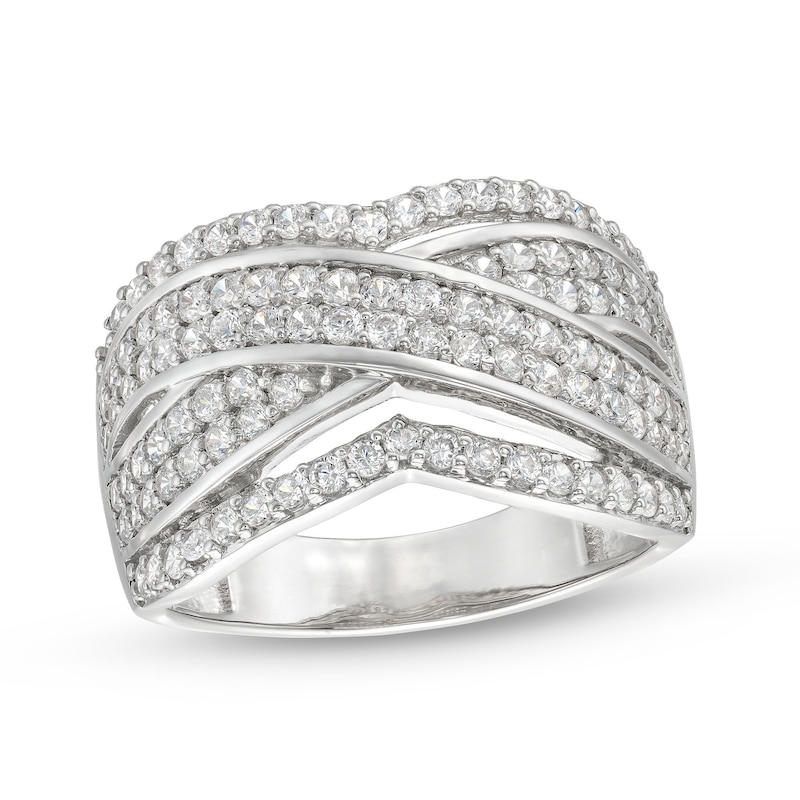 0.95 CT. T.W. Diamond Edge Double Row Criss-Cross Band in 10K Gold