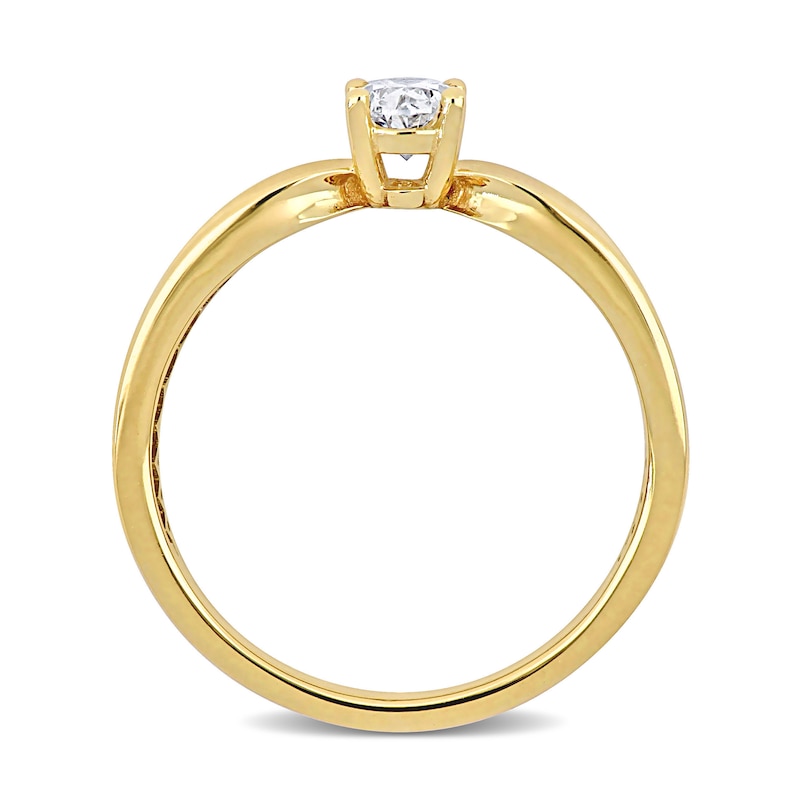 Main Image 3 of Eternally Bonded 0.50 CT. Oval Diamond Solitaire Engagement Ring in 14K Gold (H/SI2)