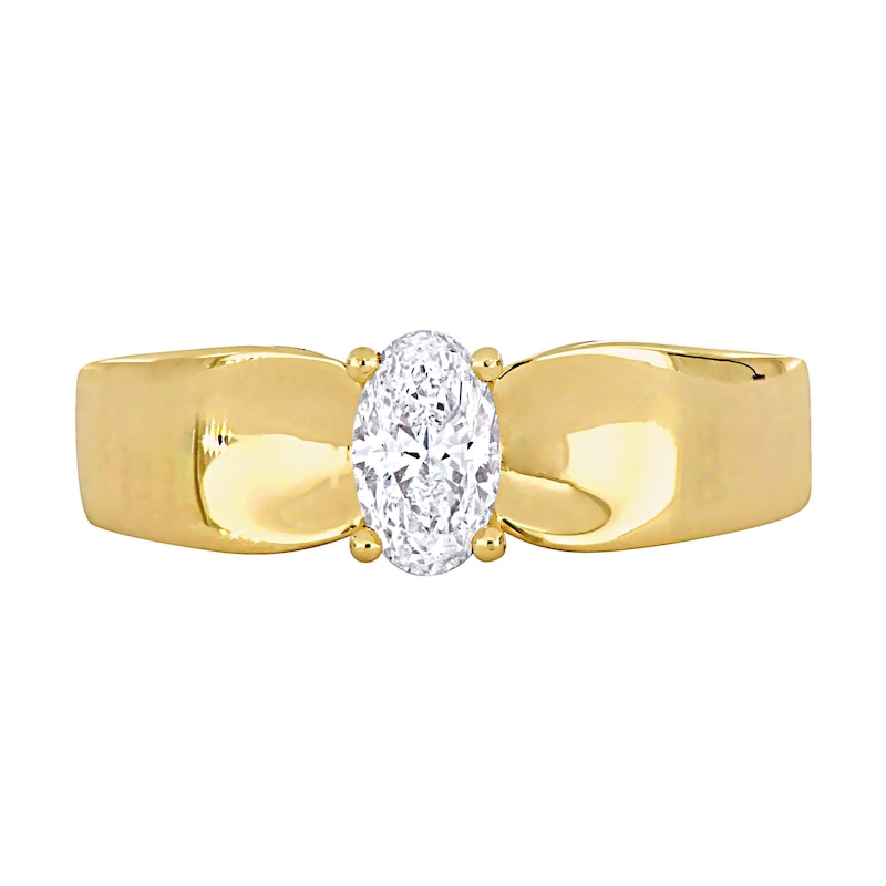 Main Image 4 of Eternally Bonded 0.50 CT. Oval Diamond Solitaire Engagement Ring in 14K Gold (H/SI2)