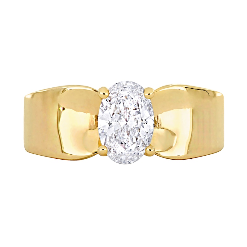 Main Image 4 of Eternally Bonded 1.00 CT. Oval Diamond Solitaire Engagement Ring in 14K Gold (H/SI2)
