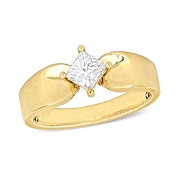 Eternally Bonded 0.50 CT. Princess-Cut Diamond Tilted Solitaire Engagement Ring in 14K Gold (H/SI2)