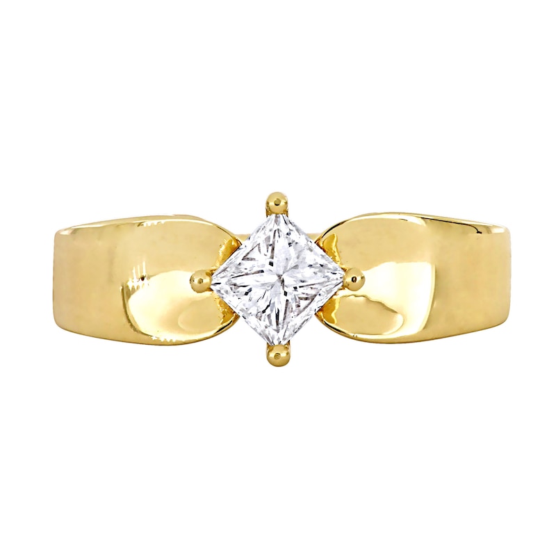 Eternally Bonded CT. Princess-Cut Diamond Tilted Solitaire Engagement Ring in 14K Gold (H/SI2