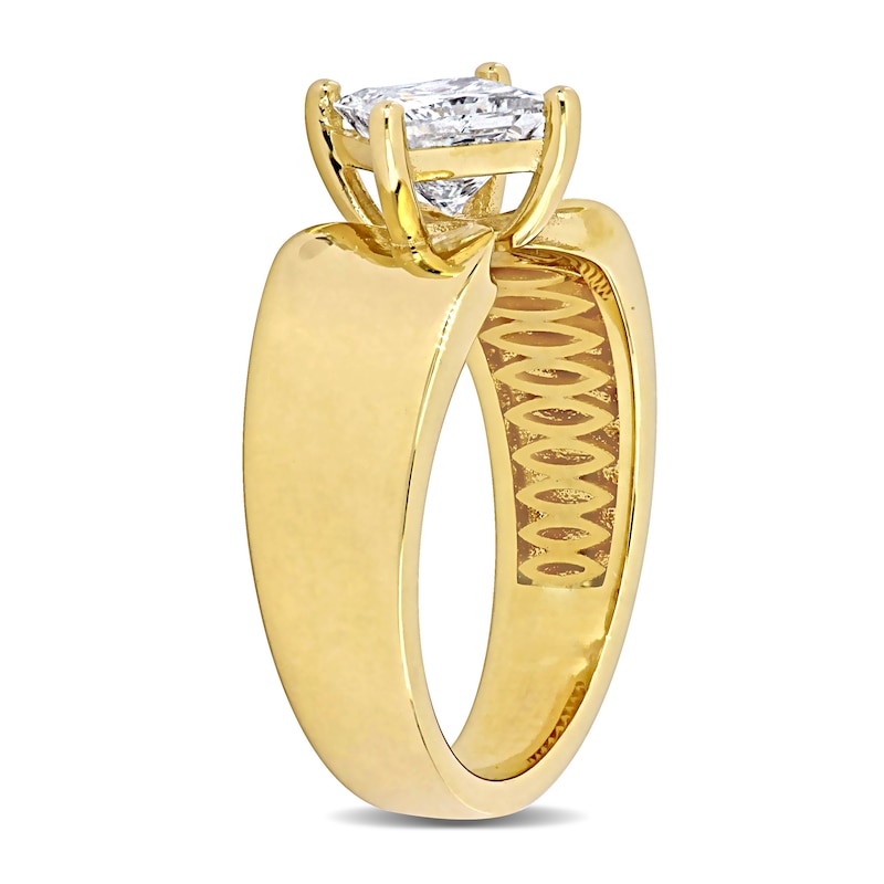 Main Image 2 of Eternally Bonded 1.00 CT. Princess-Cut Diamond Tilted Solitaire Engagement Ring in 14K Gold (H/SI2)