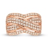 Thumbnail Image 4 of 0.95 CT. T.W. Diamond Edge Double Row Criss-Cross Band in 10K Rose Gold