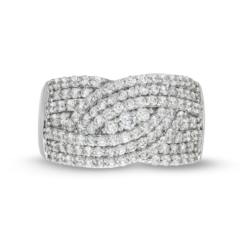 0.95 CT. T.W. Diamond Triple Row Overlay Band in 10K Gold