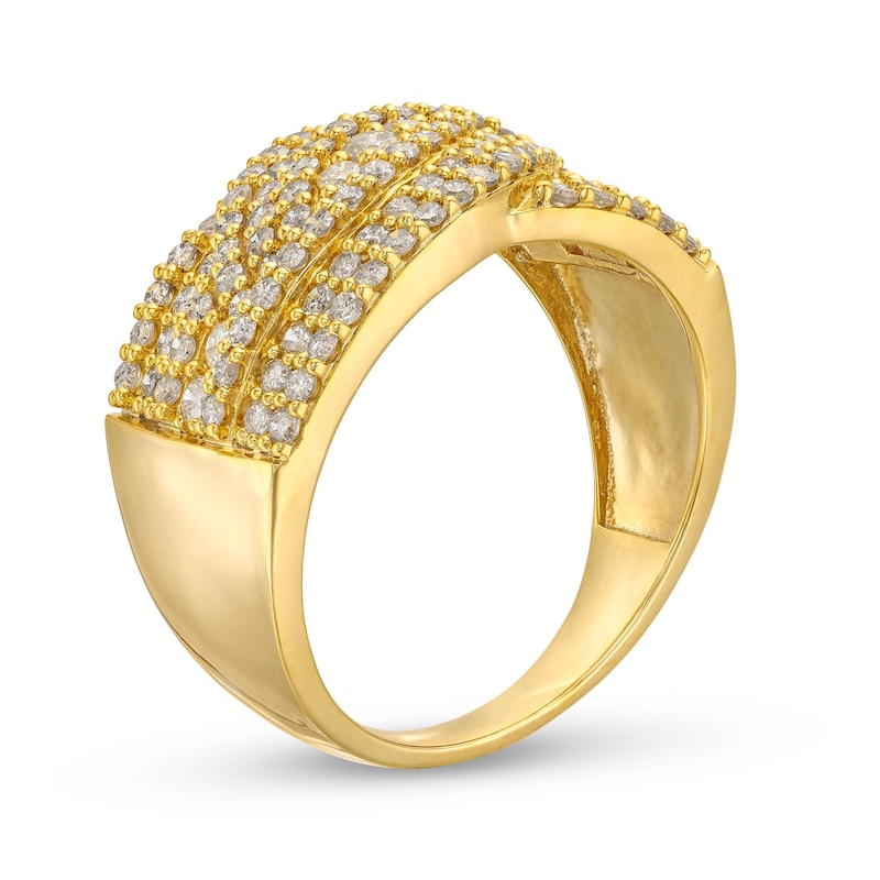 Main Image 3 of 0.95 CT. T.W. Diamond Triple Row Overlay Band in 10K Gold