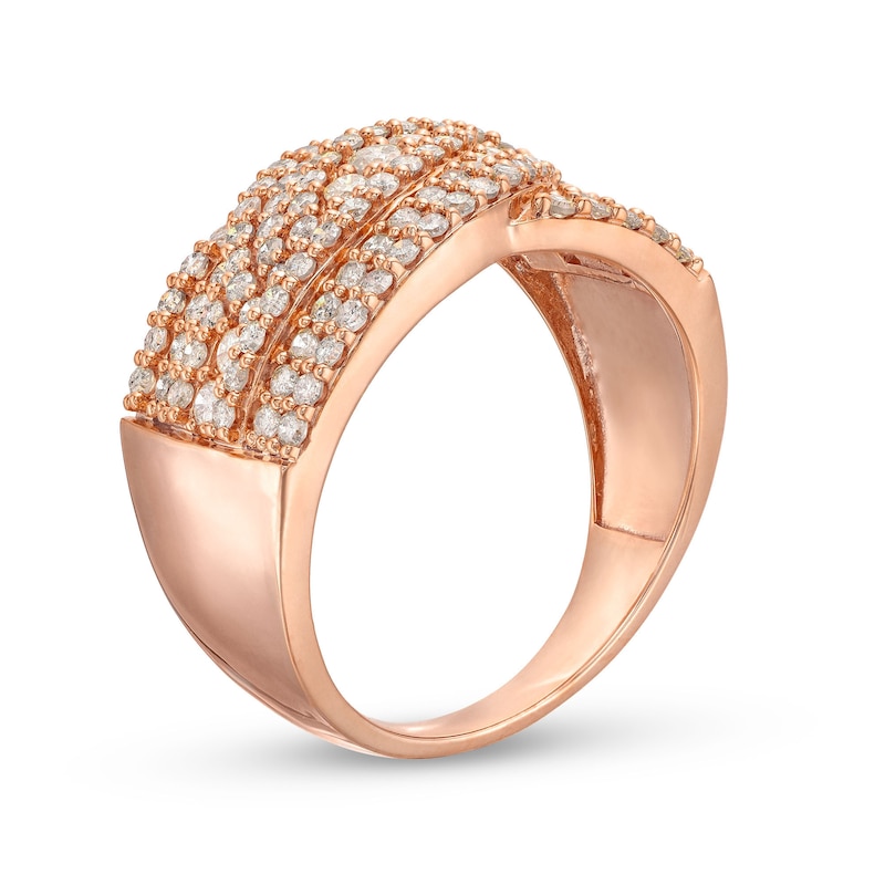 Main Image 3 of 0.95 CT. T.W. Diamond Triple Row Overlay Band in 10K Rose Gold