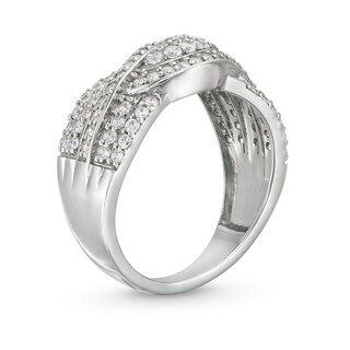 0.69 CT. T.W. Diamond Double Row Wave Bypass Ring in 10K Gold