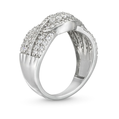0.69 CT. T.W. Diamond Double Row Wave Bypass Ring in 10K Gold