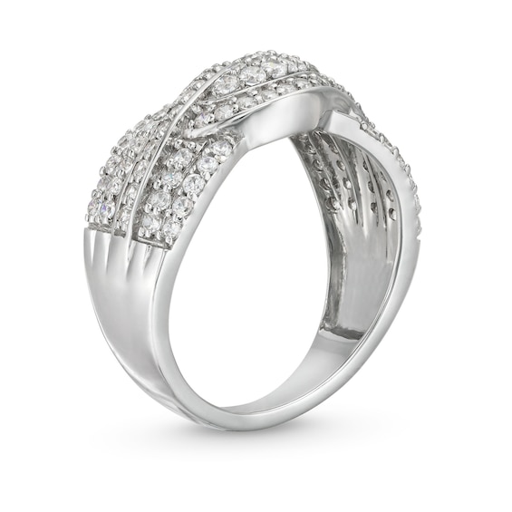 0.69 CT. T.W. Diamond Double Row Wave Bypass Ring in 10K Gold
