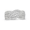 0.69 CT. T.W. Diamond Double Row Wave Bypass Ring in 10K Gold