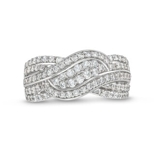 0.69 CT. T.W. Diamond Double Row Wave Bypass Ring in 10K Gold