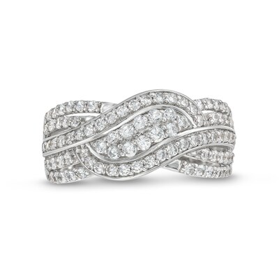 0.69 CT. T.W. Diamond Double Row Wave Bypass Ring in 10K Gold