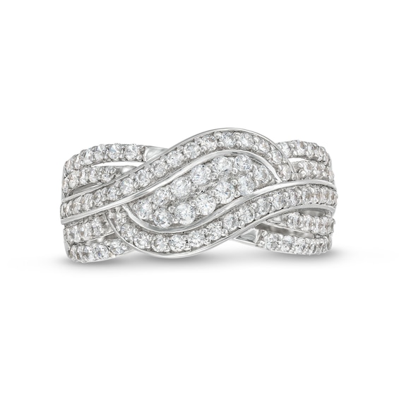 0.69 CT. T.W. Diamond Double Row Wave Bypass Ring in 10K Gold