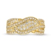 Thumbnail Image 4 of 0.69 CT. T.W. Diamond Double Row Wave Bypass Ring in 10K Gold