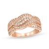 Thumbnail Image 1 of 0.69 CT. T.W. Diamond Double Row Wave Bypass Ring in 10K Rose Gold
