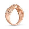 Thumbnail Image 3 of 0.69 CT. T.W. Diamond Double Row Wave Bypass Ring in 10K Rose Gold