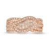 Thumbnail Image 4 of 0.69 CT. T.W. Diamond Double Row Wave Bypass Ring in 10K Rose Gold