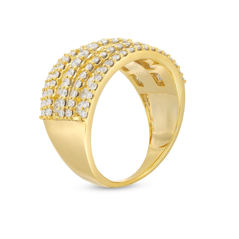 Main Image 3 of 1.95 CT. T.W. Diamond Layered Overlay Multi-Row Band in 10K Gold
