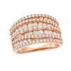 Thumbnail Image 1 of 1.95 CT. T.W. Diamond Layered Overlay Multi-Row Band in 10K Rose Gold