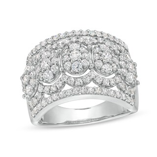 1.45 CT. T.W. Oval Multi-Diamond Edge Wide Band in 10K Gold