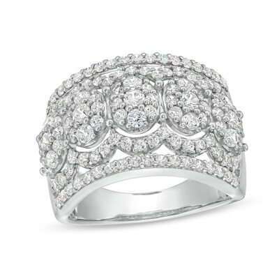 1.45 CT. T.W. Oval Multi-Diamond Edge Wide Band in 10K Gold