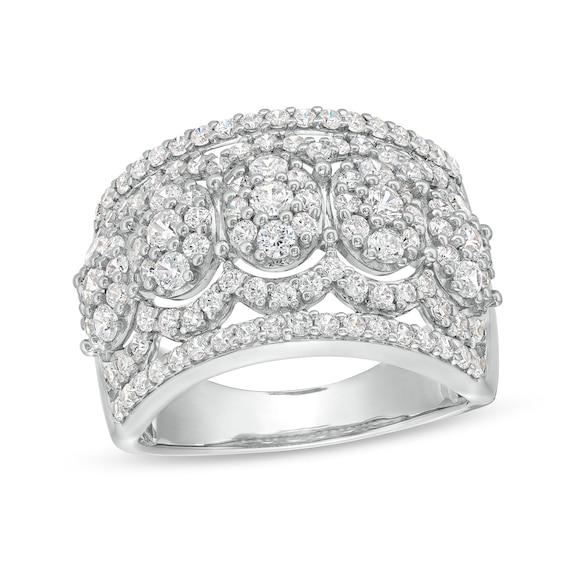 1.45 CT. T.W. Oval Multi-Diamond Edge Wide Band in 10K Gold