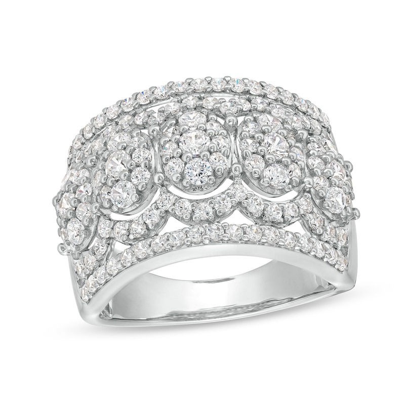 Main Image 1 of 1.45 CT. T.W. Oval Multi-Diamond Edge Wide Band in 10K White Gold