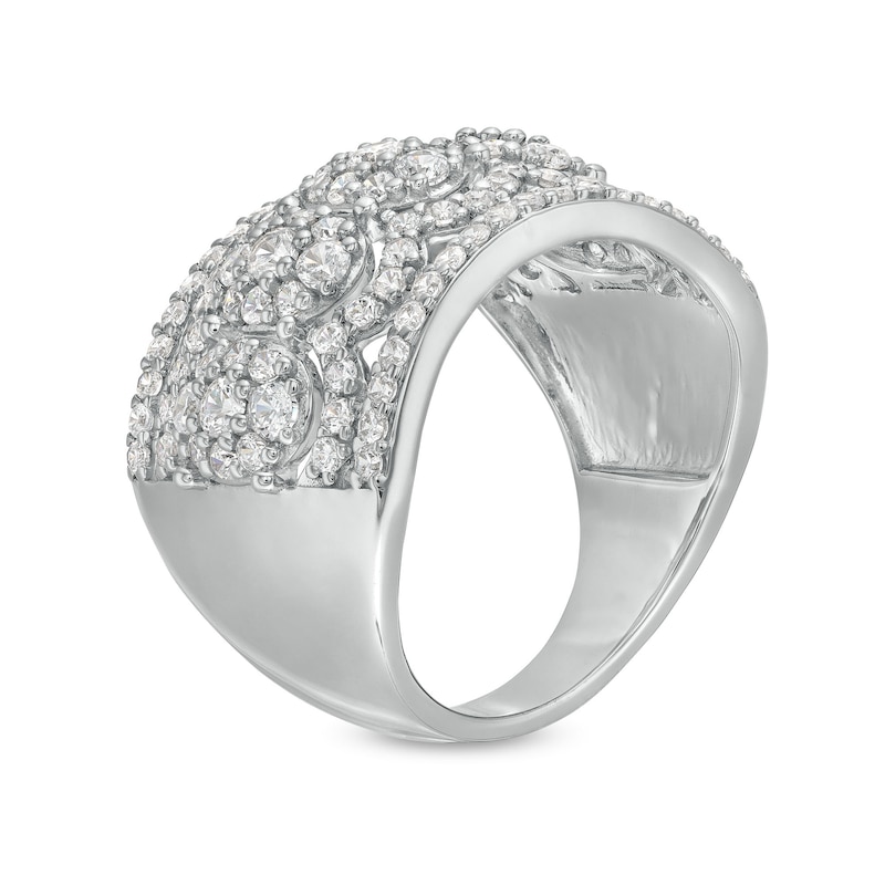 Main Image 3 of 1.45 CT. T.W. Oval Multi-Diamond Edge Wide Band in 10K White Gold