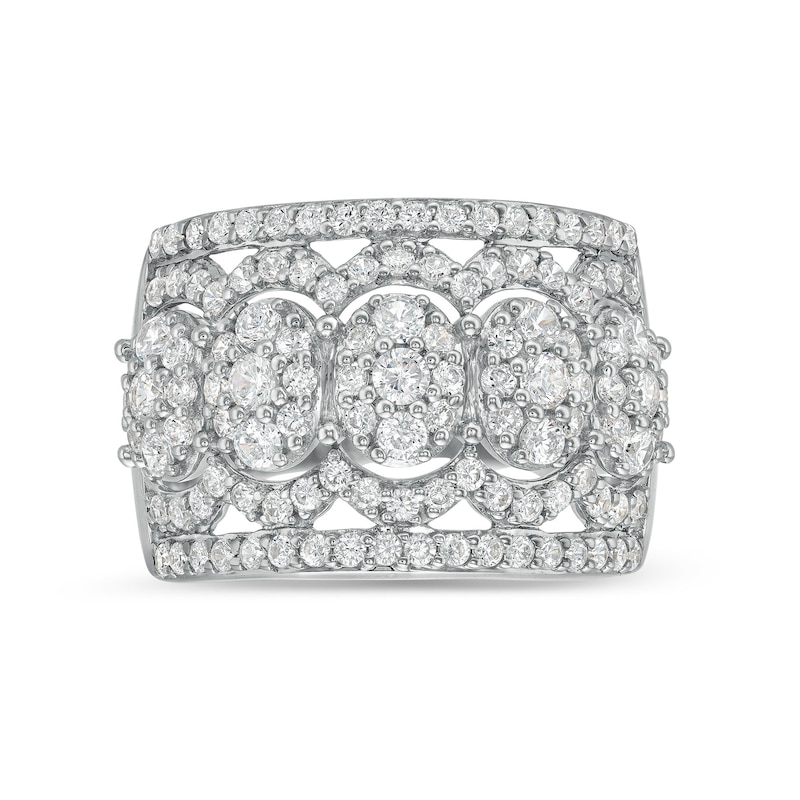Main Image 4 of 1.45 CT. T.W. Oval Multi-Diamond Edge Wide Band in 10K White Gold